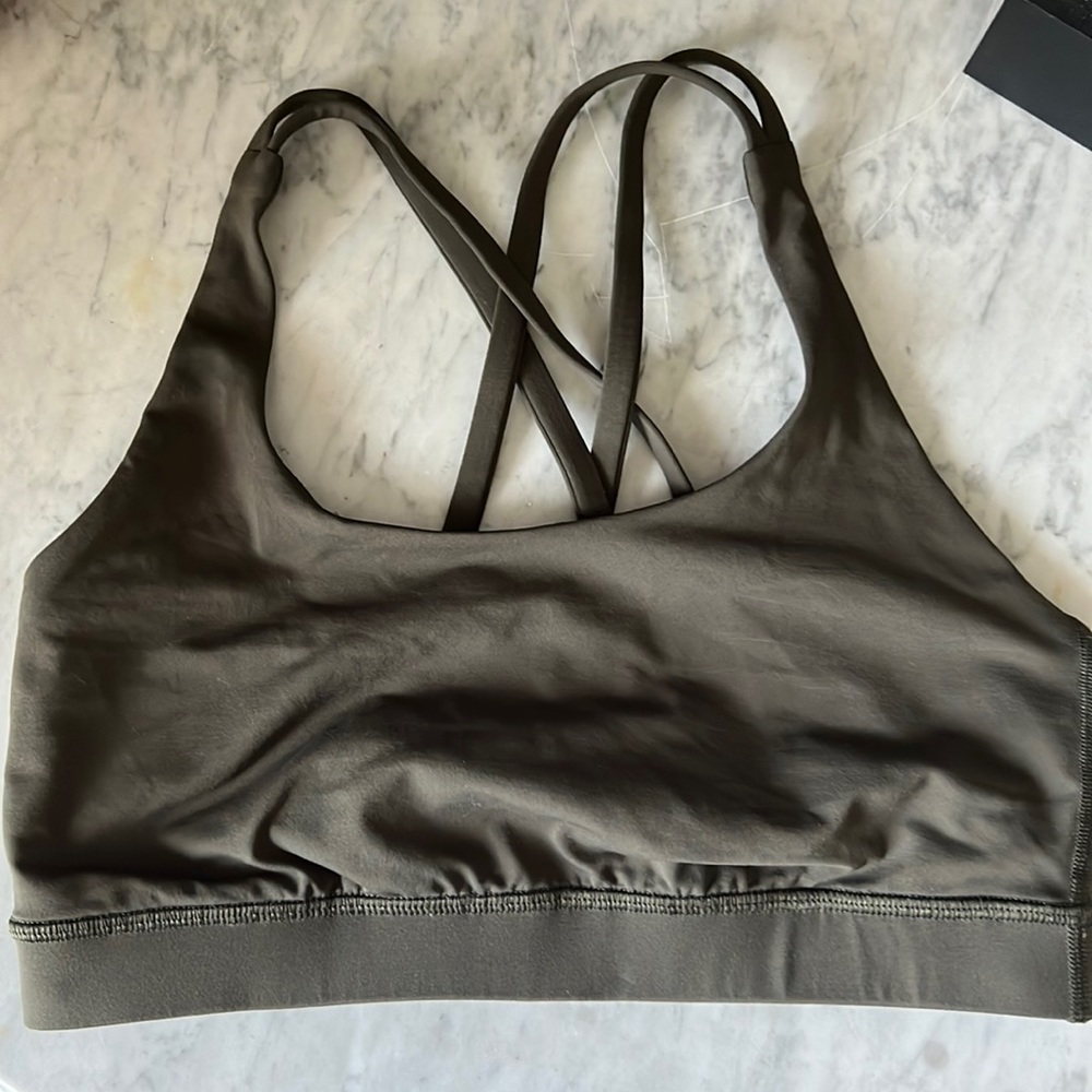 Lululemon, Energy Bra, Dark Olive, size 6.